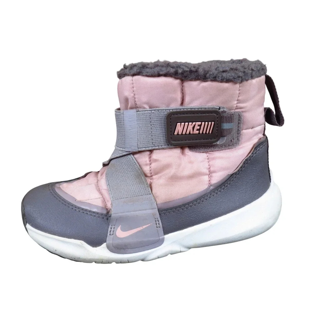 Nike Flex Advance Toddler Girls Winter Boot 12C Snow Cold Weather Pink Grey